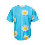 Glitch Daisy Flower Print Men's Baseball Jersey