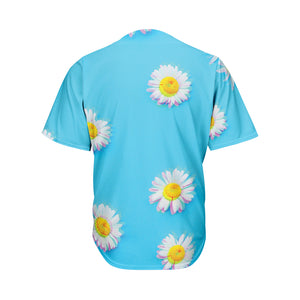 Glitch Daisy Flower Print Men's Baseball Jersey