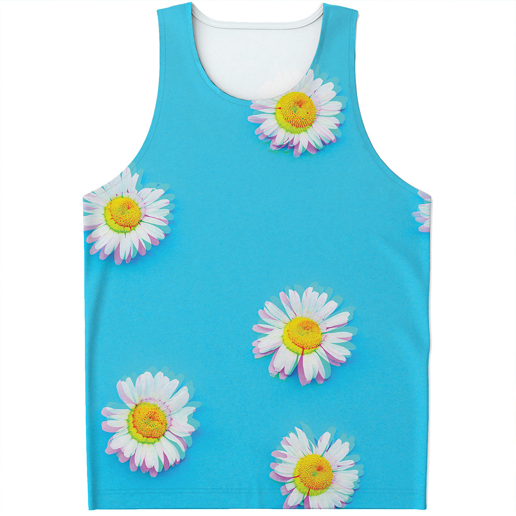 Glitch Daisy Flower Print Men's Tank Top