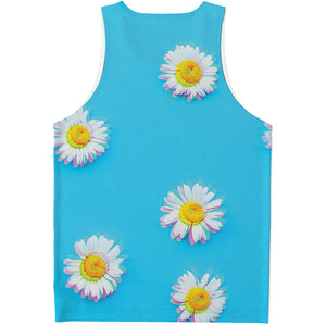 Glitch Daisy Flower Print Men's Tank Top