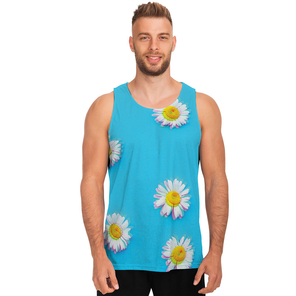 Glitch Daisy Flower Print Men's Tank Top