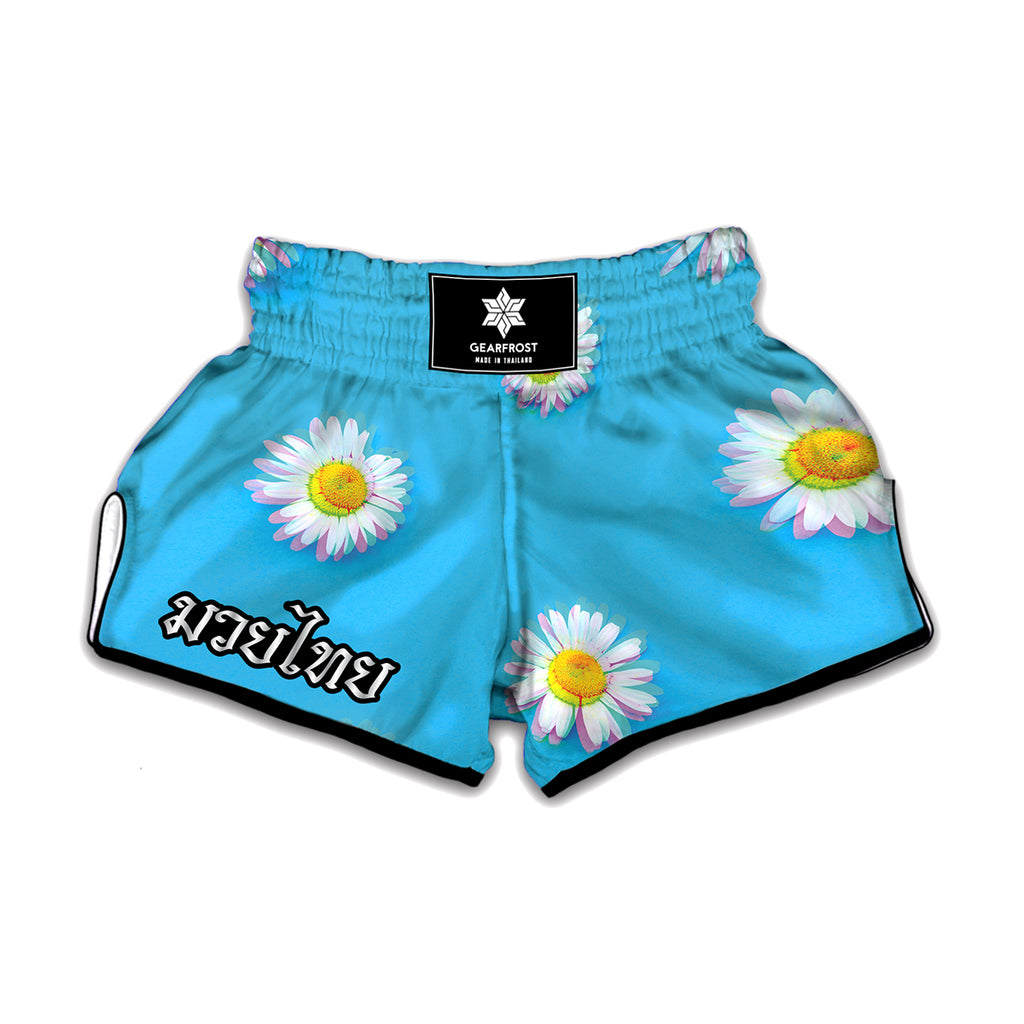 Glitch Daisy Flower Print Muay Thai Boxing Shorts