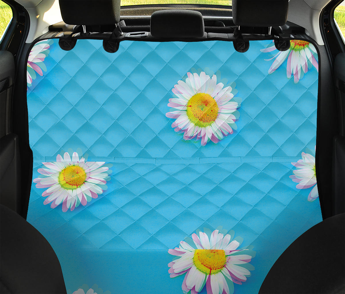 Glitch Daisy Flower Print Pet Car Back Seat Cover