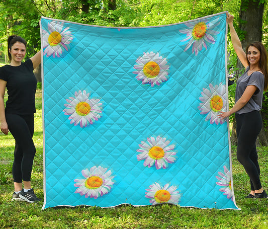 Glitch Daisy Flower Print Quilt