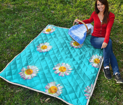 Glitch Daisy Flower Print Quilt