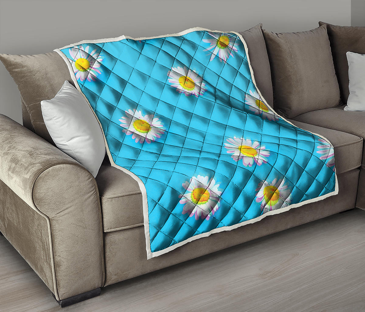 Glitch Daisy Flower Print Quilt