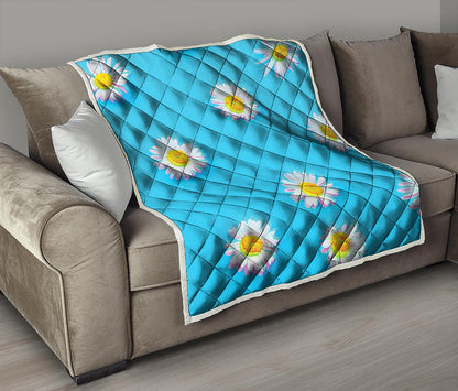 Glitch Daisy Flower Print Quilt