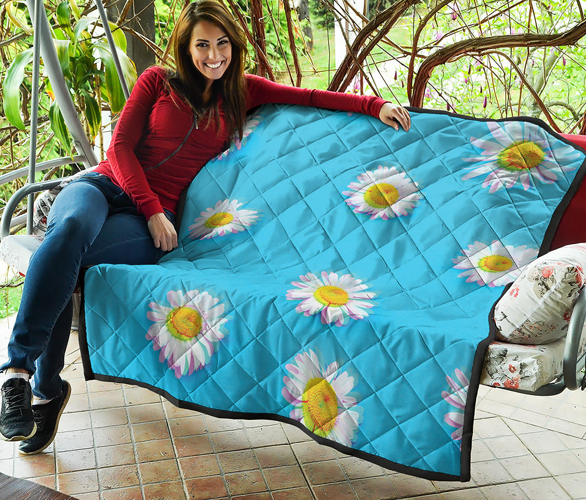 Glitch Daisy Flower Print Quilt