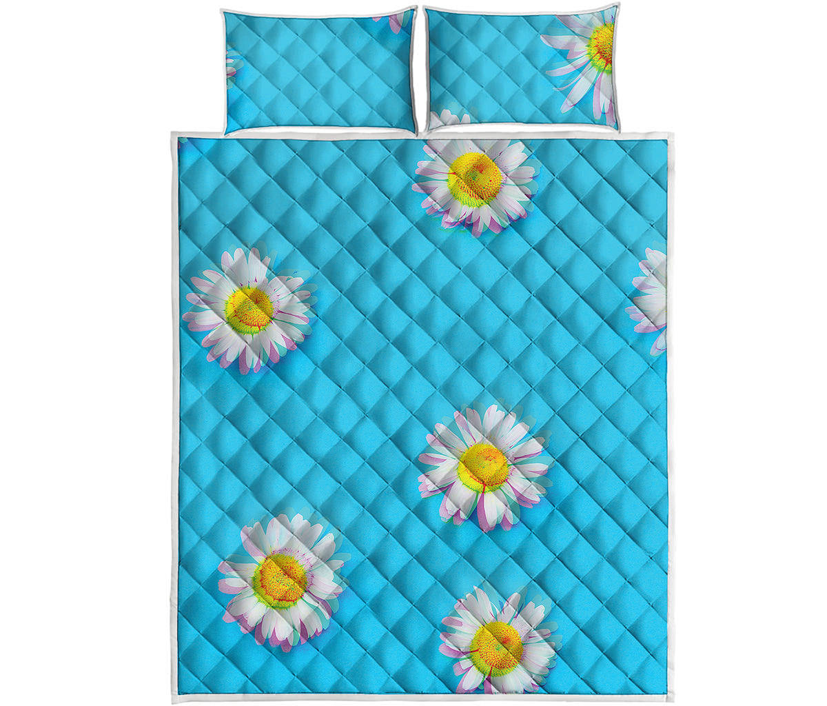 Glitch Daisy Flower Print Quilt Bed Set