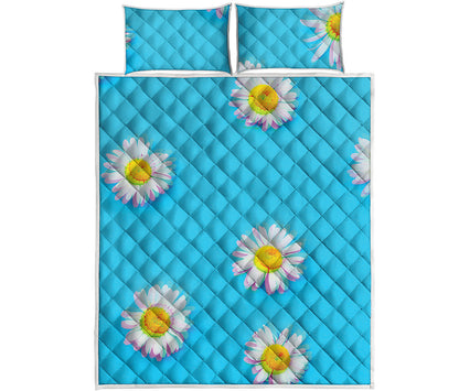Glitch Daisy Flower Print Quilt Bed Set