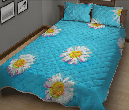 Glitch Daisy Flower Print Quilt Bed Set