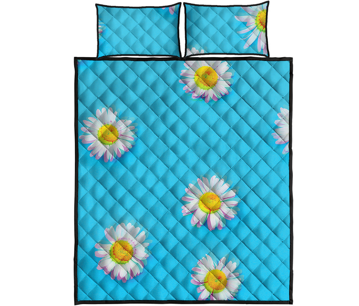 Glitch Daisy Flower Print Quilt Bed Set