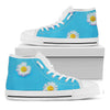 Glitch Daisy Flower Print White High Top Shoes