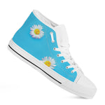 Glitch Daisy Flower Print White High Top Shoes