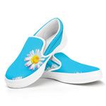 Glitch Daisy Flower Print White Slip On Shoes