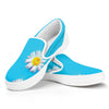 Glitch Daisy Flower Print White Slip On Shoes