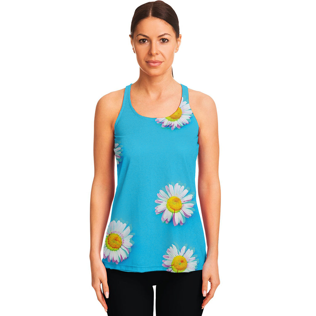 Glitch Daisy Flower Print Women's Racerback Tank Top