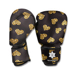 Glitter Gold Heart Pattern Print Boxing Gloves