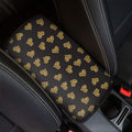 Gold Heart (NOT Real) Glitter Print Car Center Console Cover