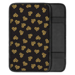 Glitter Gold Heart Pattern Print Car Center Console Cover