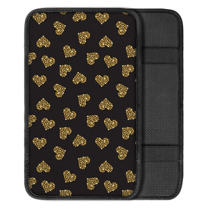 Glitter Gold Heart Pattern Print Car Center Console Cover