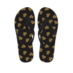 Glitter Gold Heart Pattern Print Flip Flops