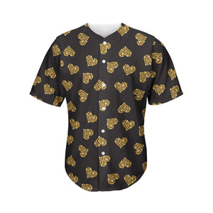 Glitter Gold Heart Pattern Print Men's Baseball Jersey