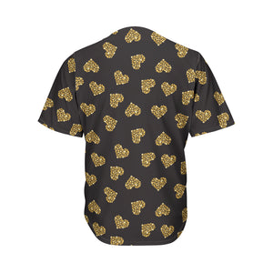 Glitter Gold Heart Pattern Print Men's Baseball Jersey