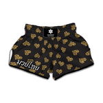 Glitter Gold Heart Pattern Print Muay Thai Boxing Shorts