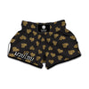 Glitter Gold Heart Pattern Print Muay Thai Boxing Shorts