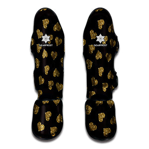 Glitter Gold Heart Pattern Print Muay Thai Shin Guard