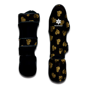 Glitter Gold Heart Pattern Print Muay Thai Shin Guard