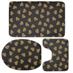 Glitter Gold Heart Pattern Print (NOT Real Glitter) 3 Piece Bath Mat Set