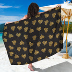 Glitter Gold Heart Pattern Print (NOT Real Glitter) Beach Sarong Wrap