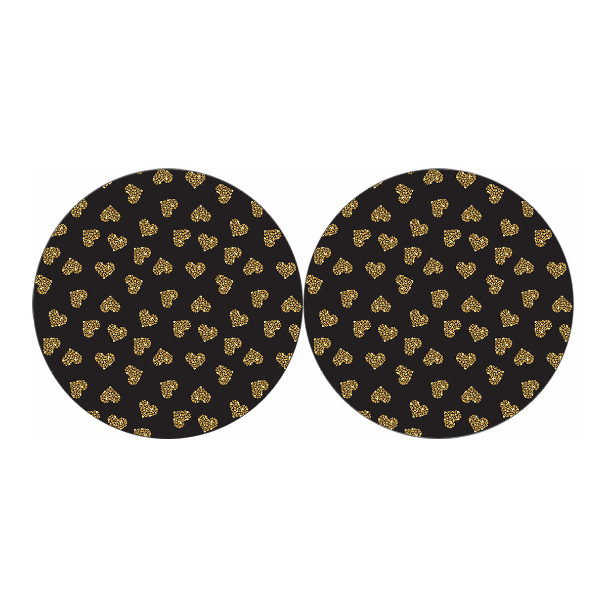 Glitter Gold Heart Pattern Print (NOT Real Glitter) Car Coasters