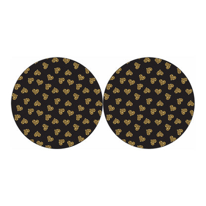 Glitter Gold Heart Pattern Print (NOT Real Glitter) Car Coasters