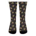 Gold Heart (NOT Real) Glitter Print Crew Socks