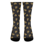 Glitter Gold Heart Pattern Print (NOT Real Glitter) Crew Socks
