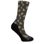 Glitter Gold Heart Pattern Print (NOT Real Glitter) Crew Socks