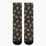Glitter Gold Heart Pattern Print (NOT Real Glitter) Crew Socks