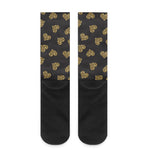 Glitter Gold Heart Pattern Print (NOT Real Glitter) Crew Socks