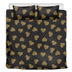 Glitter Gold Heart Pattern Print (NOT Real Glitter) Duvet Cover Bedding Set