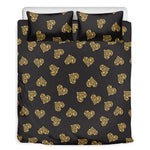 Glitter Gold Heart Pattern Print (NOT Real Glitter) Duvet Cover Bedding Set
