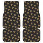 Glitter Gold Heart Pattern Print (NOT Real Glitter) Front and Back Car Floor Mats