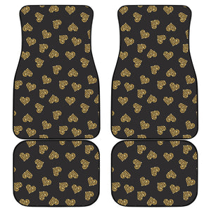 Glitter Gold Heart Pattern Print (NOT Real Glitter) Front and Back Car Floor Mats