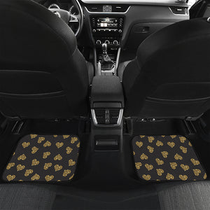 Glitter Gold Heart Pattern Print (NOT Real Glitter) Front and Back Car Floor Mats