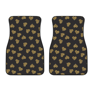 Glitter Gold Heart Pattern Print (NOT Real Glitter) Front Car Floor Mats