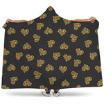 Glitter Gold Heart Pattern Print (NOT Real Glitter) Hooded Blanket