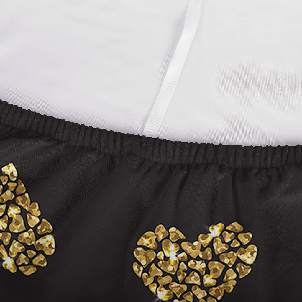 Glitter Gold Heart Pattern Print (NOT Real Glitter) Sofa Cover