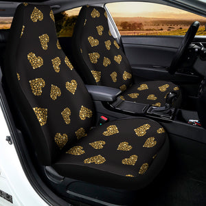 Glitter Gold Heart Pattern Print (NOT Real Glitter) Universal Fit Car Seat Covers